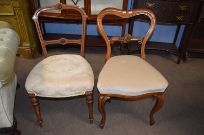 Lot 593 - Two Victorian dining chairs with upholstered...