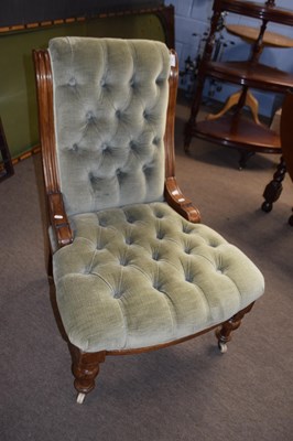 Lot 595 - A late Victorian green button upholstered...