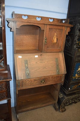 Lot 598 - Arts & Crafts style oak bureau bookcase...