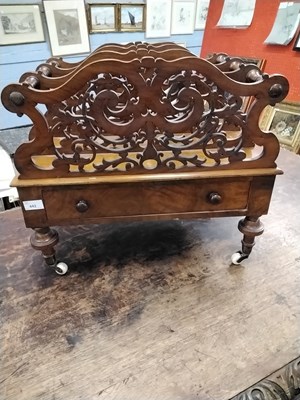 Lot 442 - A Victorian walnut Canterbury magazine rack...