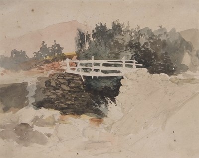 Lot 515 - Norwich School [Anon], circa 1830, Footbridge...