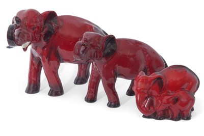 Lot 57 - Group of Royal Doulton Flambe Elephants