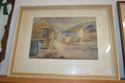 Lot 42 - George Dolman, study of a boatyard scene,...