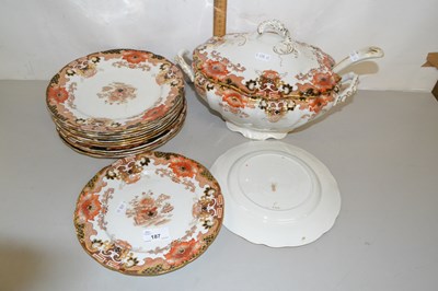 Lot 187 - Gilt decorated soup tureen and accompanying...