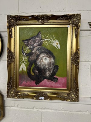 Lot 241 - 20th Century school study of a cat with a fish...