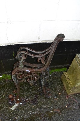 Lot 369 - Pair of cast iron garden bench ends