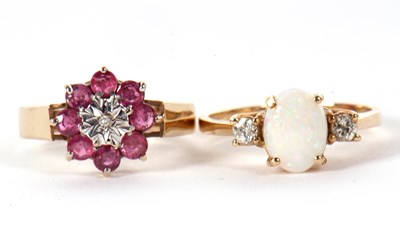 Lot 70 - Two 9ct gemset rings, the first set with an...