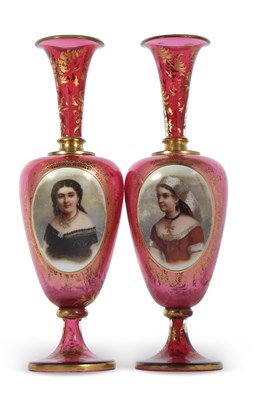 Lot 8 - A pair of 19th Century continental ruby glass...