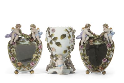 Lot 21 - A Continental porcelain vase of oval shaped,...