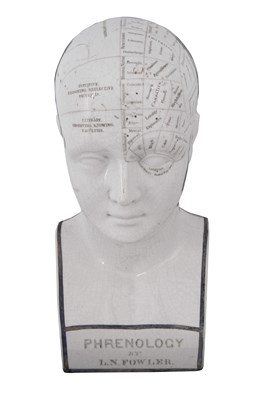 Lot 23 - A LN Fowler ceramic phrenology head, late 19th...