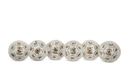Lot 32 - A set of six Berlin porcelain ornithological...