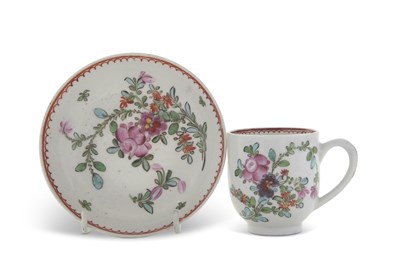 Lot 58 - A Lowestoft porcelain cup and saucer circa...