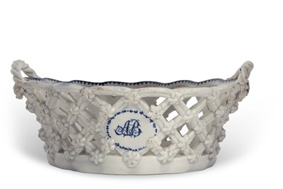 Lot 65 - A rare and unusual Lowestoft porcelain basket,...