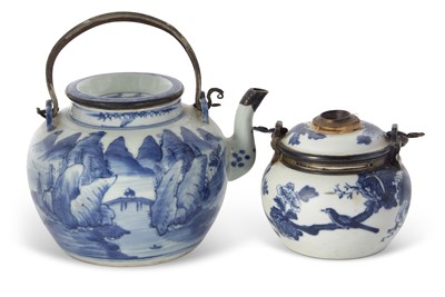 Lot 111 - An Oriental teapot and cover with blue and...