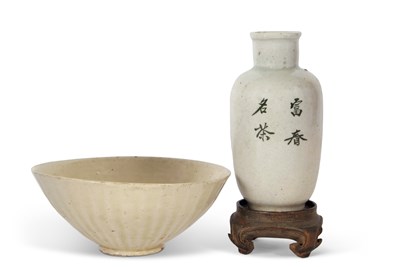Lot 113 - A Chinese Song Dynasty type bowl with a ribbed...