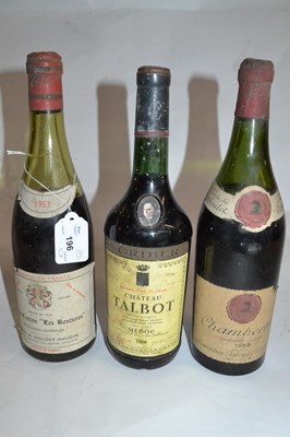 Lot 196 - Chateau Talbot 1966 Medoc, Chambertin 1959...