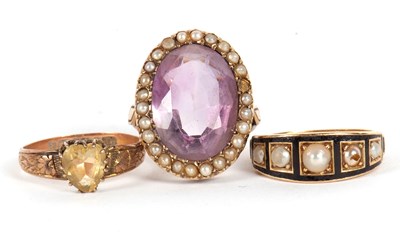 Lot 78 - Three gemset rings, to include a late...