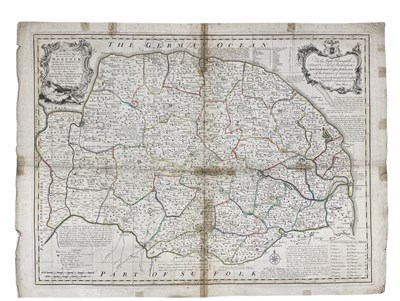 Lot 1124 - EMAN BOWEN: Coloured engraved map of Norfolk...