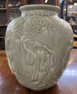 Lot 318 - A Chinese vase of globular form, the celadon...
