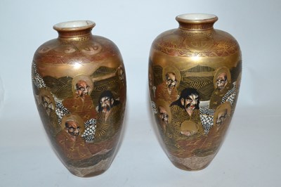 Lot 372 - Pair of Japanese Satsuma vases, Meiji period,...