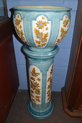 Lot 377 - A Burmantofts jardiniere and stand, both...