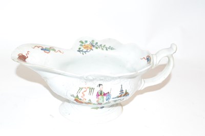 Lot 388 - A Worcester sauce boat circa 1755, the moulded...