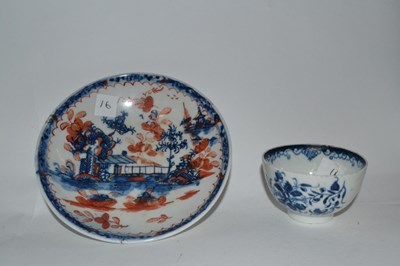 Lot 405 - A clobbered Lowestoft porcelain saucer...