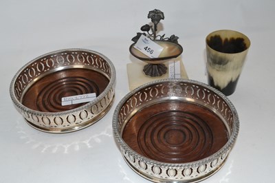 Lot 456 - Pair of silver plated coasters together with a...