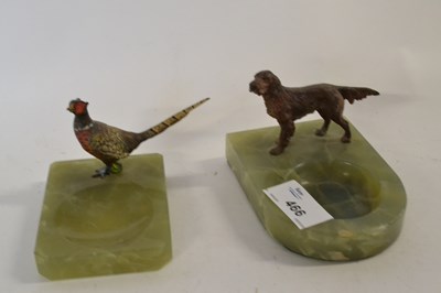 Lot 466 - Two onyx ashtrays or pin dishes, one with a...
