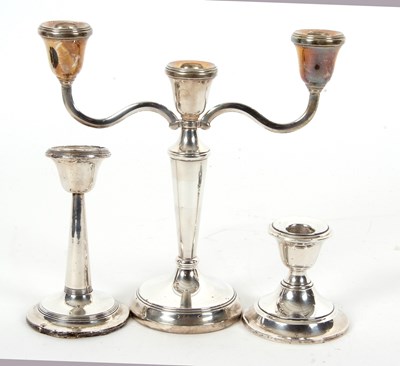 Lot 15 - Mixed Lot:  An Elizabeth II silver twin branch...