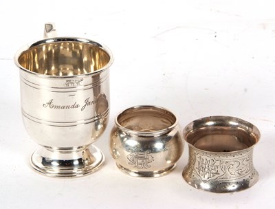 Lot 24 - Mixed Lot: A silver plated christening mug...