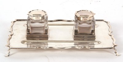 Lot 31 - A George VI silver ink stand of rectangular...