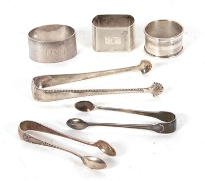Lot 54 - Mixed Lot: Two hallmarked silver serviette...