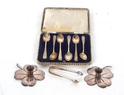 Lot 73 - Mixed Lot:  Six Edwardian bright cut teaspoons...