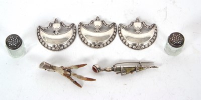 Lot 90 - Mixed Lot: Three metal crescent shaped lables...