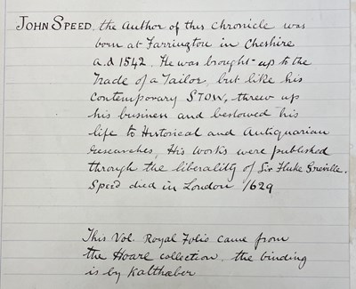 Lot 163 - Speed (J) The History of Great Britaine  first edition with contemporary handwritten annotations