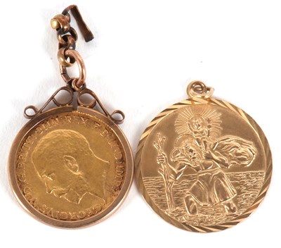 Lot 143 - A 1914 half sovereign in unmarked yellow metal...