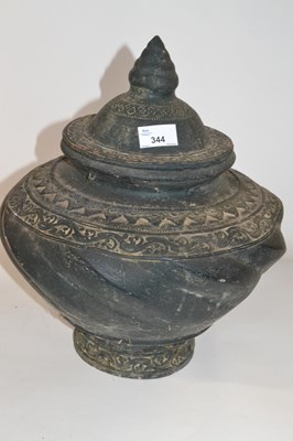 Lot 344 - A large pottery jar and cover, possibly...