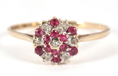 Lot 15 - A 9ct pink stone and diamond cluster ring, the...