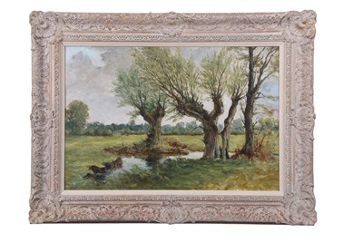 Lot 396 - British School, 20th century, Countryside view...