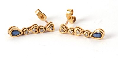 Lot 108 - A pair of 18ct sapphire and diamond earrings,...