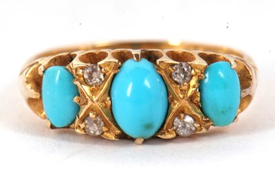 Lot 54 - A late Victorian 18ct turquoise and diamond...