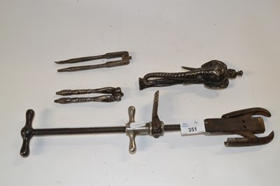 Lot 351 - Group lot of metal wares comprising a sole...