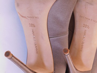 Lot 145 - A pair of Manolo Blahnik beige satin and...