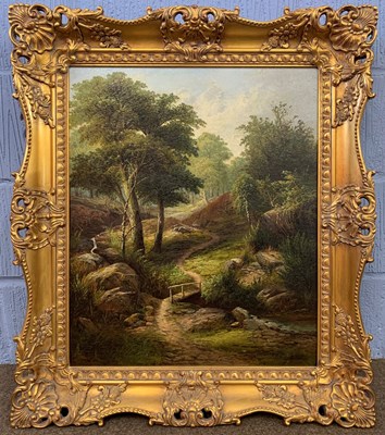 Lot 44 - G.Bates (British,1851-1911), Wooded landscape...