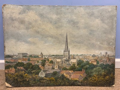 Lot 153 - W.Plumstead, Prospect of Norwich, oil on card,...