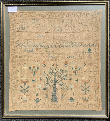 Lot 91 - 19th century needlework sampler, 'Hannah...