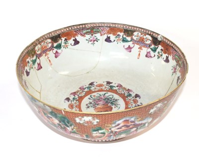 Lot 260 - A large Chinese porcelain punch bowl, 18th...