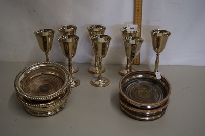 Lot 140 - Group of silver plated goblets and bottle stands