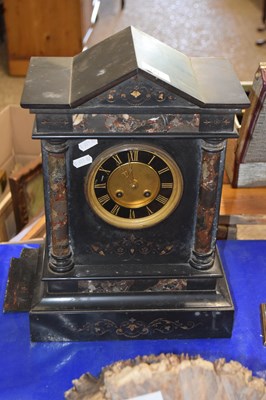 Lot 173 - Victorian black slate and marble cased mantel...